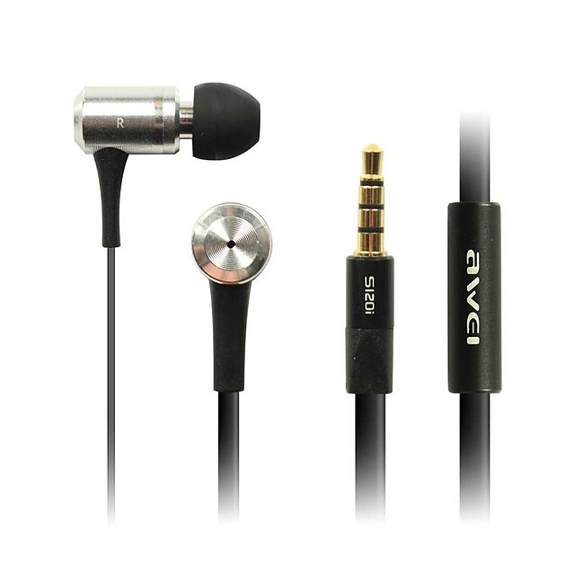   Fashion Awei 100i 3,5 mm Plug In-ear alumínium ötvözet Super Bass Mikrofon Earphones-Samsung-Black/Red/Pink/Silver