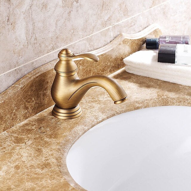  Centerset Single Handle Antique Brass Bathroom Sink Faucet Bath Taps