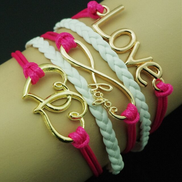  European Heart 18cm Women‘s Rose Leather Wrap Bracelet(Random Color) Christmas Gifts