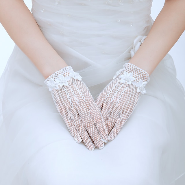  Wrist Length Fingertips Glove Tulle Bridal Gloves / Party/ Evening Gloves Spring / Summer / Fall White