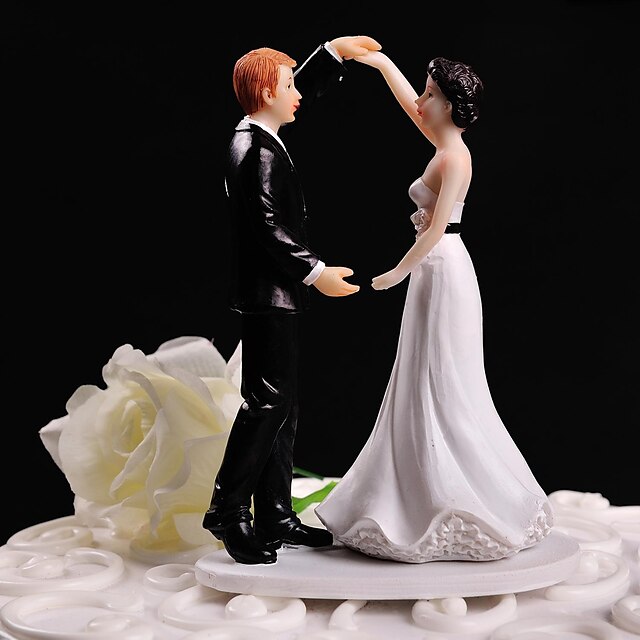  קישוטים לעוגה נושא פרחוני / נושא קלאסי זוג קלסי שרף חתונה עם קופסאת מתנה