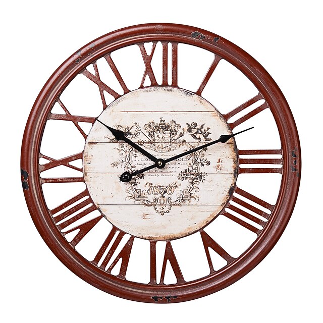  Retro / Traditional Wood Round Houses Indoor / Outdoor Decoration Wall Clock Analog