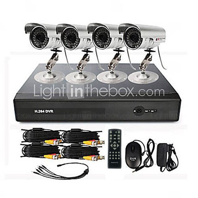  4-Kanal CCTV DVR System (4 Outdoor Wasserdicht Kamera mit 15m Nachtsicht)