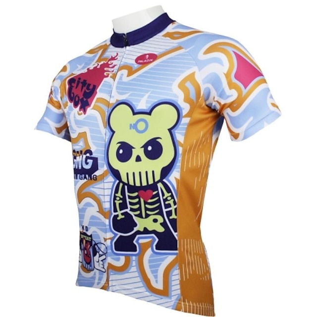  ILPALADINO Men's Short Sleeve Cycling Jersey Summer Polyester Cartoon Bear Bike Jersey Top Mountain Bike MTB Road Bike Cycling Ultraviolet Resistant Quick Dry Breathable Sports Clothing Apparel