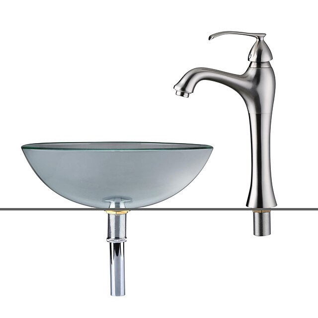  Waschbecken für Badezimmer / Armatur für Badezimmer / Einbauring für Badezimmer Moderne - Hartglas Rundförmig Vessel Sink