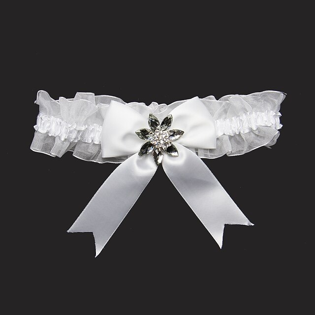  Lace / Satin Classic Wedding Garter With Rhinestone / Bowknot Garters