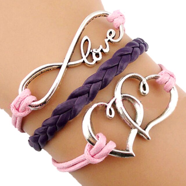  Miss ROSE®European Heart 18cm Women's Multicolor Leather Wrap Bracelet(1 Pc)