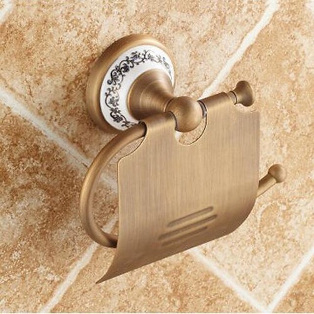  Toilet Paper Holders Antique Brass / Ceramic 1 pc - Hotel bath