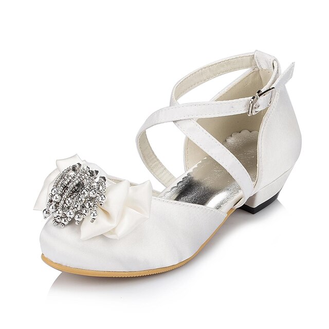  Girls' Shoes Satin Spring & Summer Comfort Flats Satin Flower / Flower for Ivory / White / Wedding / Wedding / Rubber