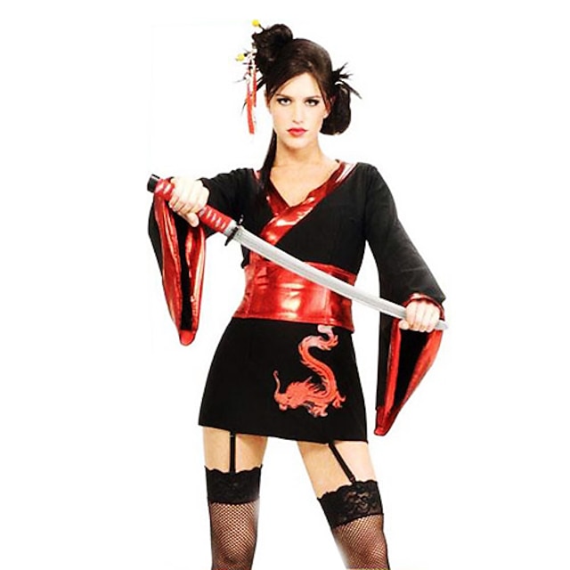  Ninja Samurai Cosplay-Asut Naisten Kimonot Halloween Karnevaali Festivaali / loma Polyesteri Karnevaalipuvut