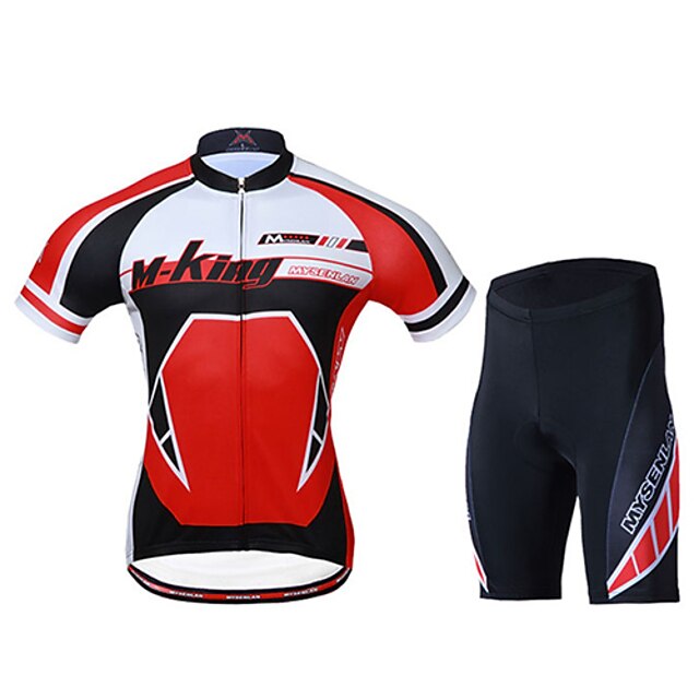  Mysenlan Men's Short Sleeve Cycling Jersey with Shorts - Red Bike Shorts Jersey Clothing Suit Breathable Quick Dry Sports Cotton Patchwork Mountain Bike MTB Road Bike Cycling Clothing Apparel