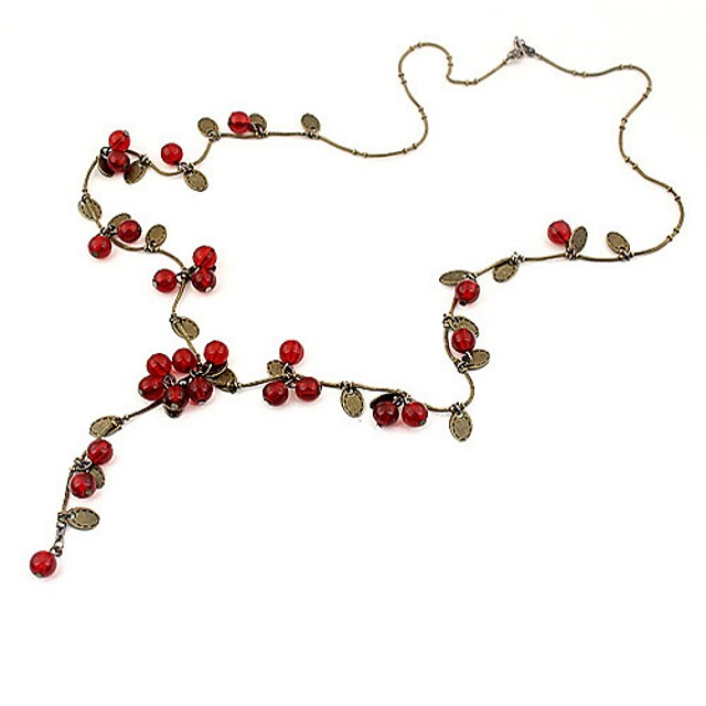  Women's Red Cora Chain Necklace Cherry Fruit Ladies Fashion Acrylic Alloy Red Necklace Jewelry For Party Casual Daily