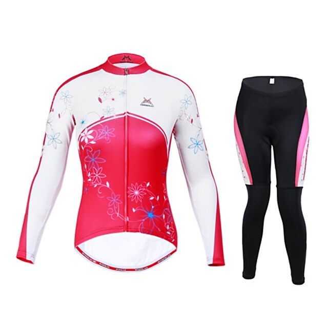  Mysenlan Women's Long Sleeve Cycling Jersey with Tights - Blue Pink Bike Clothing Suit Thermal / Warm Windproof Breathable Quick Dry Sports Spandex Patchwork Clothing Apparel / High Elasticity