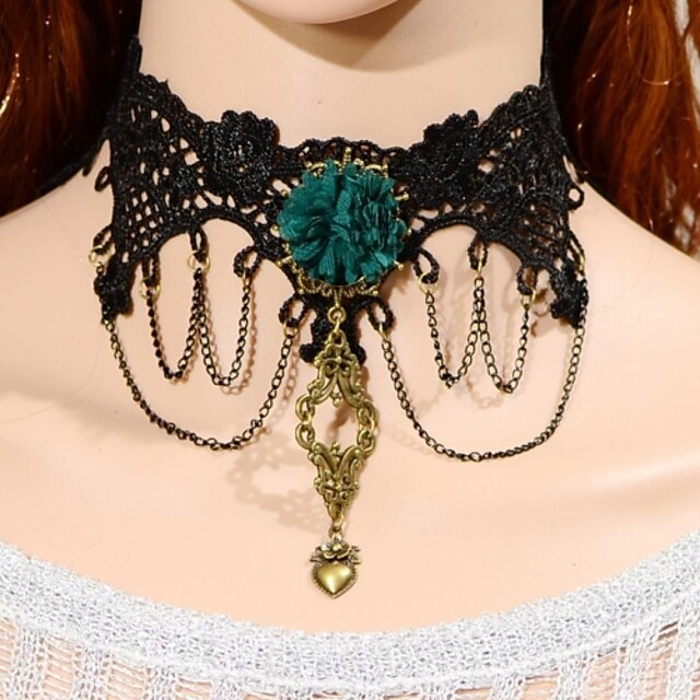  Elonbo The Strange Pattern and The Heart Style Vintage Gothic Lolita Collar Choker Pendant Necklace Jewelry
