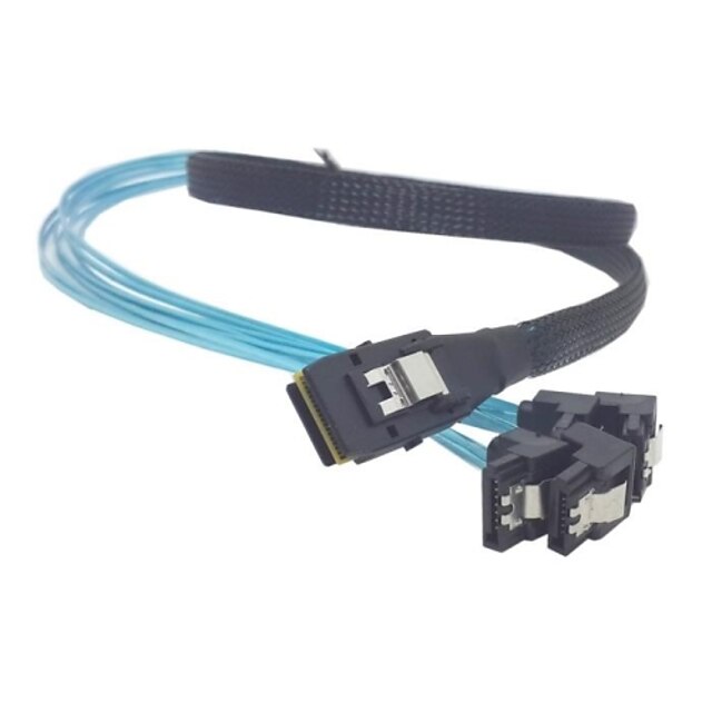 Mini SAS 4i SFF-8087 36 Pin Host to 90 Degree Angled 4 SATA 7Pin Target HDD Hard Drive Splitter Cable 10Gbps 50CM