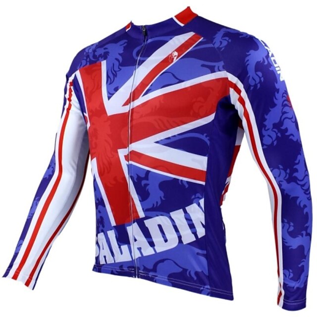  ILPALADINO Men's Cycling Jersey Long Sleeve Winter Bike Jersey Top with 3 Rear Pockets Mountain Bike MTB Road Bike Cycling Thermal Warm Breathable Ultraviolet Resistant British UK National Flag