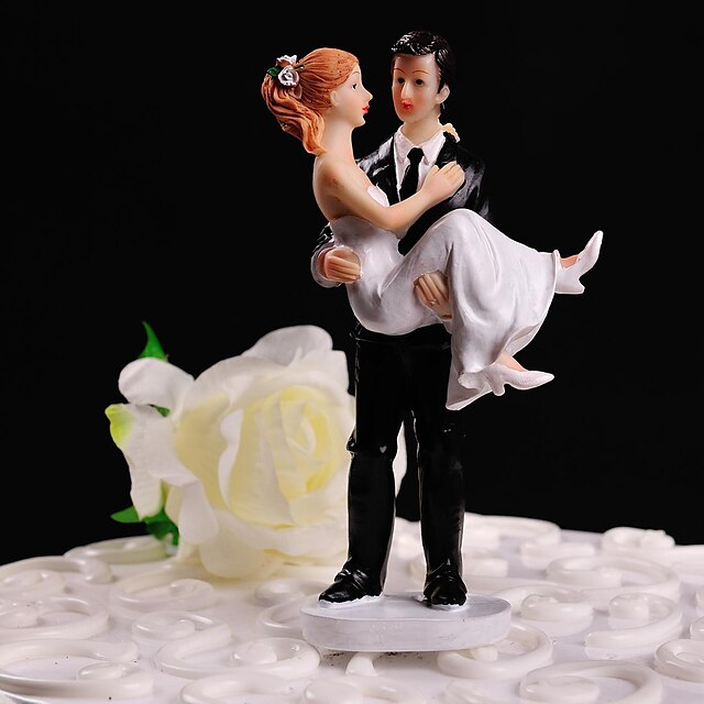  Cake Topper Floral Theme / Classic Theme Classic Couple Resin Wedding with Gift Box