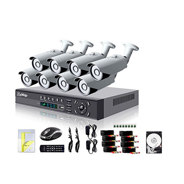  Liview® 8CH HDMI 960H Network DVR 700TVL Outdoor Day/Night Security Camera System 500GB Hard Drive
