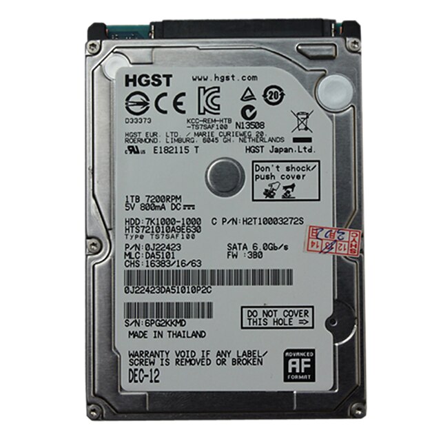  Hitachi HTS721010A9E630 SATA3 1T 2.5-inch HDD for Notebook Internal Hard Disk