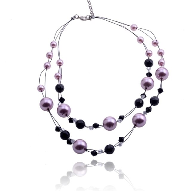  Beaded Necklace For Women's Daily Pearl Acrylic Lilac
