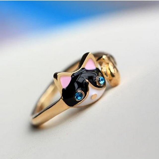  Women's Statement Ring Pussy Rings Synthetic Diamond Dark Blue Imitation Diamond Alloy Ladies Personalized Luxury Party Daily Jewelry Cat Animal Cheap / Crystal