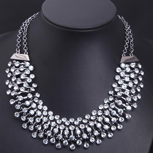  Women's Luxury Fashion Statement Jewelry Statement Necklace Crystal Imitation Diamond Alloy Statement Necklace ,