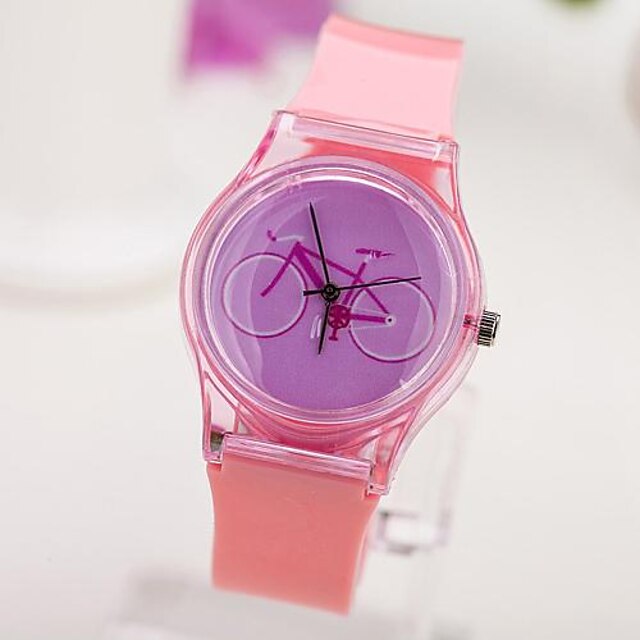 Women's The Bicycle Pattern Dial Plastic Band Quartz Analog Wrist watch