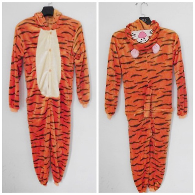 Toys & Hobbies Cosplay & Costumes | Naughty Jumping Tigger Flannel Kids Kigurumi Pajama - OY94755