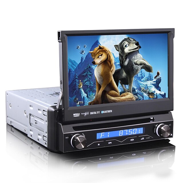  1 DIN 7 tommers bil radio multimedia dvd-spiller gps bluetooth ipod analog tv