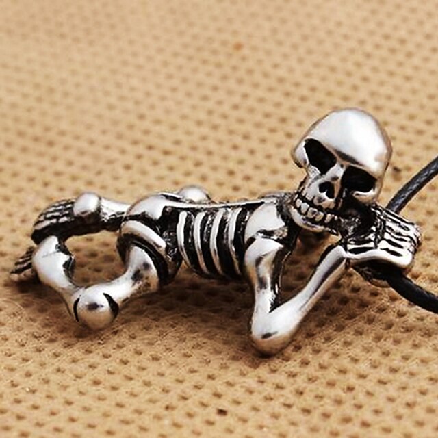  Náhrdelníky s přívěšky Lebka Halloween Pamatuj na smrt Kožené Titanová ocel Náhrdelníky Šperky Pro Denní Ležérní
