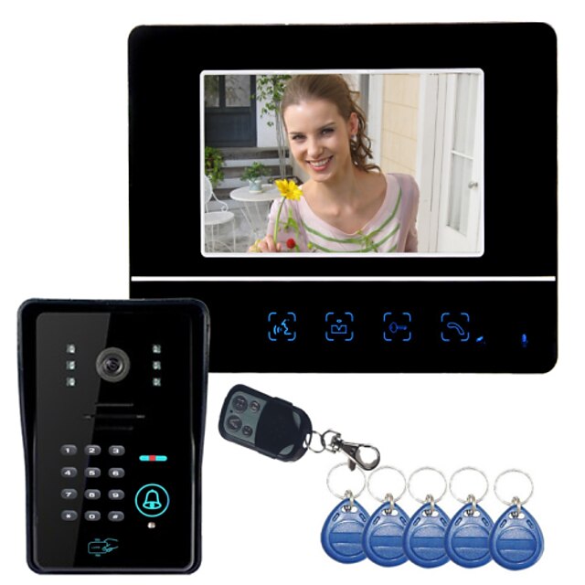  Vezetékes RFID 7 hüvelyk Hands free Egy az egyhez videó kaputelefon / CMOS / 1/3 hüvelyk / 420 TV sor / #