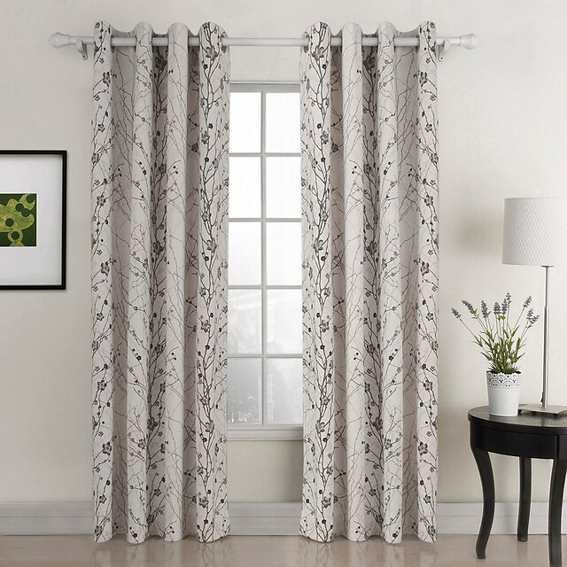  Rod Pocket Grommet Top Tab Top Double Pleat Two Panels Curtain Country, Print Living Room 100% Polyester Cotton Material Curtains Drapes