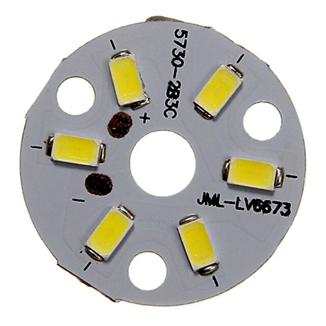  1PC 3W 300-350LM 6 x 5730 SMD LEDs Patch LED Light Source Board Cold White Light 6000-6500 K Aluminum Substrate (DC9-12V, 300mA)