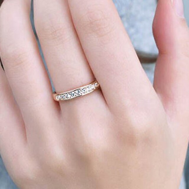  טבעת הטבעת מוזהב כסף פלדת על חלד אבן נוצצת פאר אופנתי / בגדי ריקוד נשים