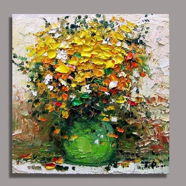  Oil Painting Hand Painted - Floral / Botanical Comtemporary Stretched Canvas