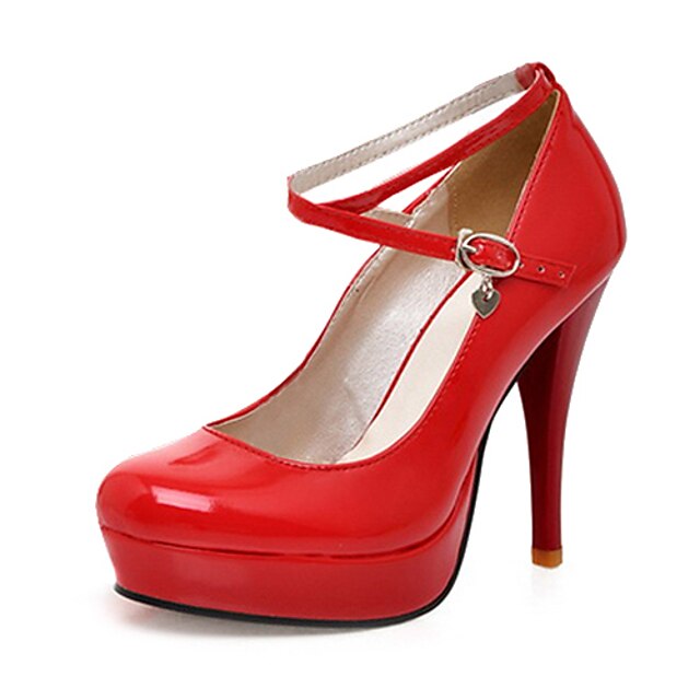  Mujer Zapatos Cuero Patentado Primavera / Verano Tacón Stiletto / Plataforma Blanco / Negro / Rojo / Vestido