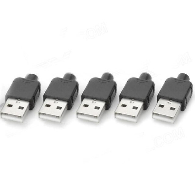   Type A 4-pins USB Man Power Adapters / connectoren - Zwart + Zilver (5 PCS)