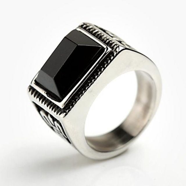  Eruner®Titanium Steel Men's Rectangle Gem Ring(Assorted Colors)