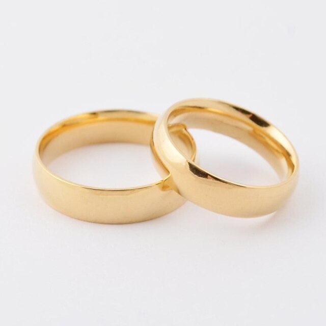  Dames Titanium Staal / Verguld Ringen voor stelletjes - Rond Modieus Gouden Ring Voor Dagelijks / Causaal