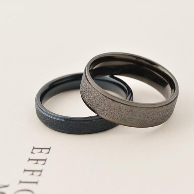  Men's Women's Couple Rings Black Silver Titanium Steel Round Daily Casual Costume Jewelry