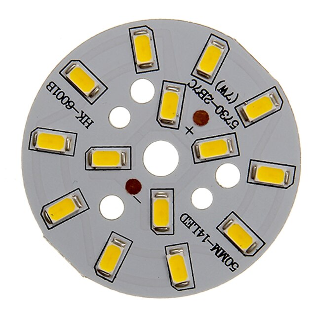  zdm 1pc 7w 500-550lm 14 x 5730 smd leds patch led lichtbronkaart warm wit licht 3000-3500 k aluminium substraat (dc21-24v, 300ma)