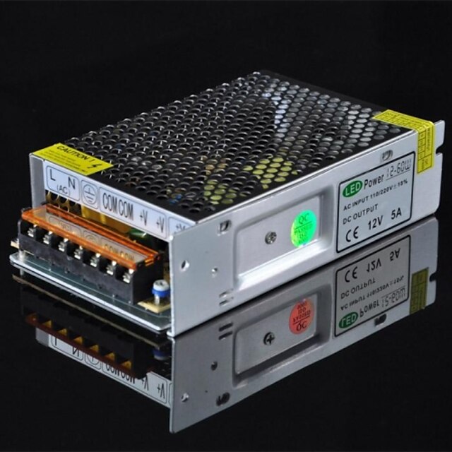  60W 12V 5A Power Supply Driver / Switch for LED Strip Light - Silver