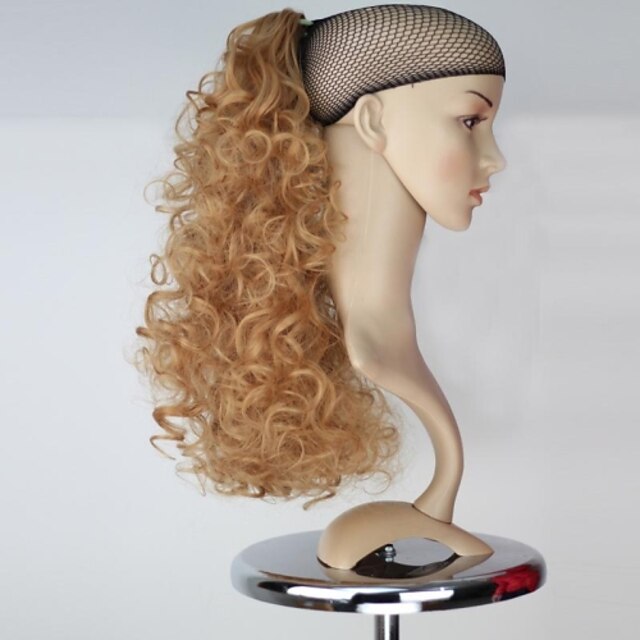  Doskonałej jakości syntetyczny 18 calowy Miód Blondynki Długie kręcone Claw kucyk Hairpiece