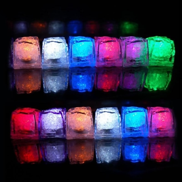  12ks Barva Změna Ledové kostky LED světlo Party Svatba Vánoce Bar Restaurant