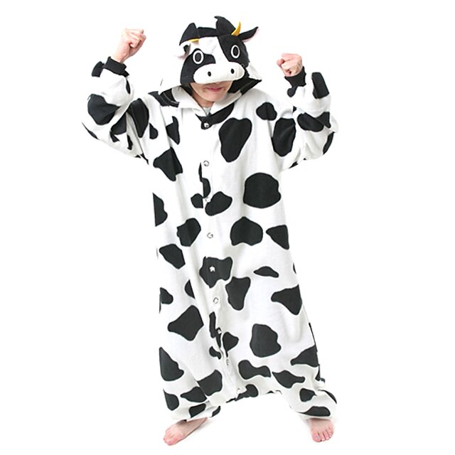  Kigurumi Pajamas Milk Cow Onesie Pajamas Costume Polar Fleece Cosplay For Adults' Animal Sleepwear Cartoon Halloween Festival / Holiday