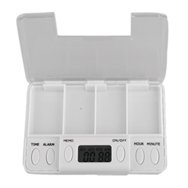  Digital Medicine Timing Reminder Box with 4-Pill Compartments and 8 Daily Alarms (CEG8101)