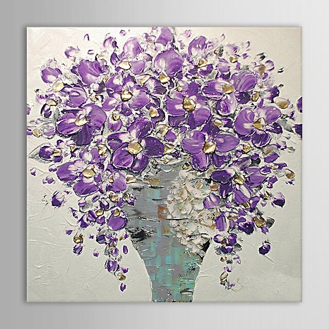  Oil Painting Hand Painted - Floral / Botanical Comtemporary Canvas