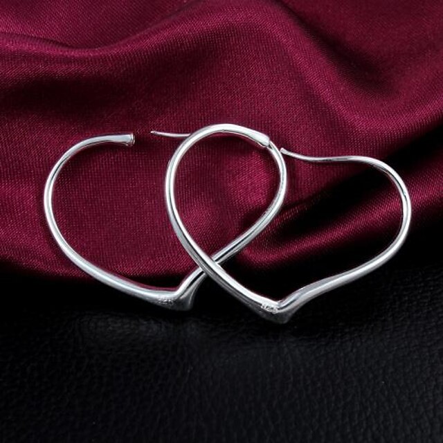  Women's Cubic Zirconia Hoop Earrings - Zircon, Silver Plated Fashion Silver For Daily
