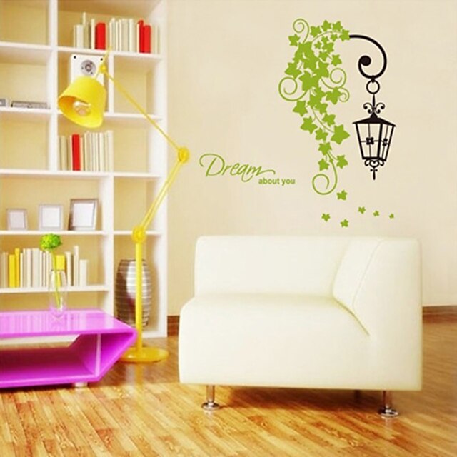  Green Leaves and Lamp Pattern Wall Sticker(1PCS)