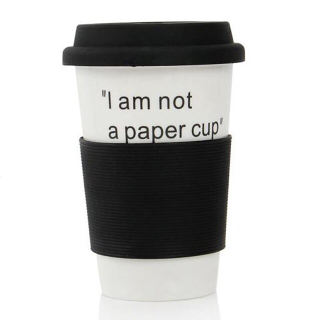 380 ML I am Not a Paper Cup Ceramic Eco Cup Mug Coffee Cup(Black) 2023